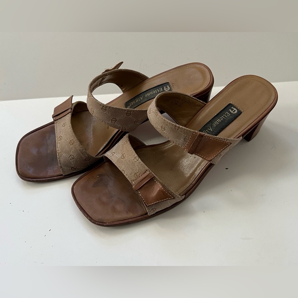 Etienne Aigner Sandals/Slides Womens 7.5M Heels Slip On “Network”